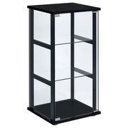 Cyclamen 3-tier Clear Glass Curio Display Cabinet Black