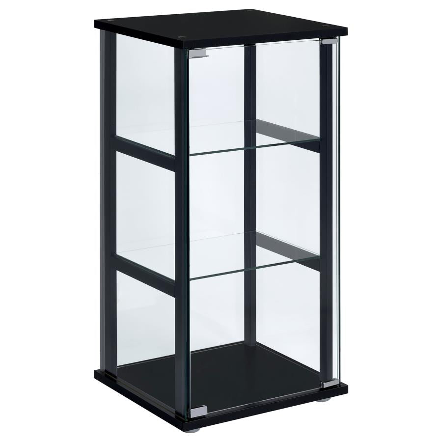Cyclamen 3-tier Clear Glass Curio Display Cabinet Black