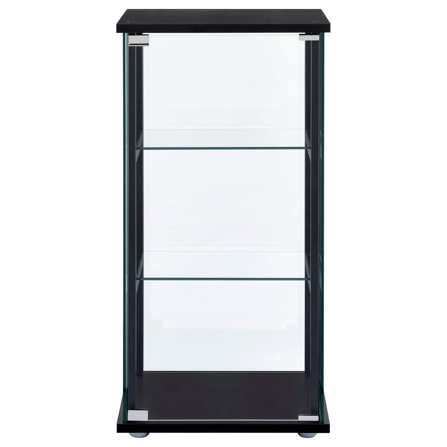 Cyclamen 3-tier Clear Glass Curio Display Cabinet Black