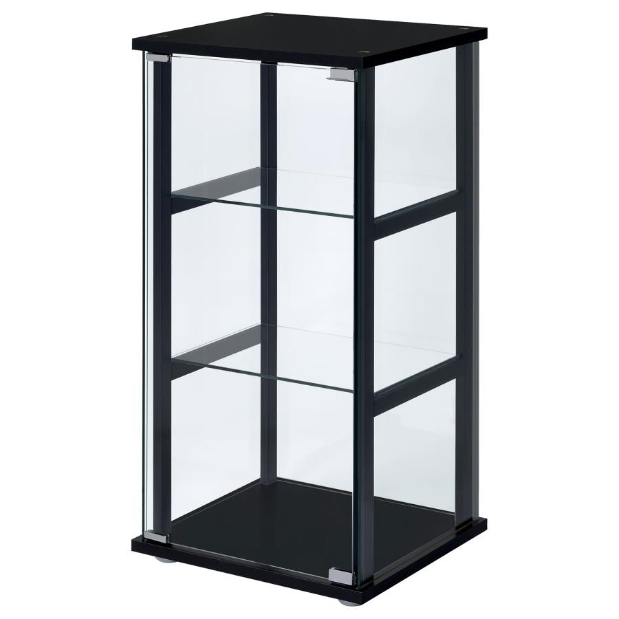 Cyclamen 3-tier Clear Glass Curio Display Cabinet Black
