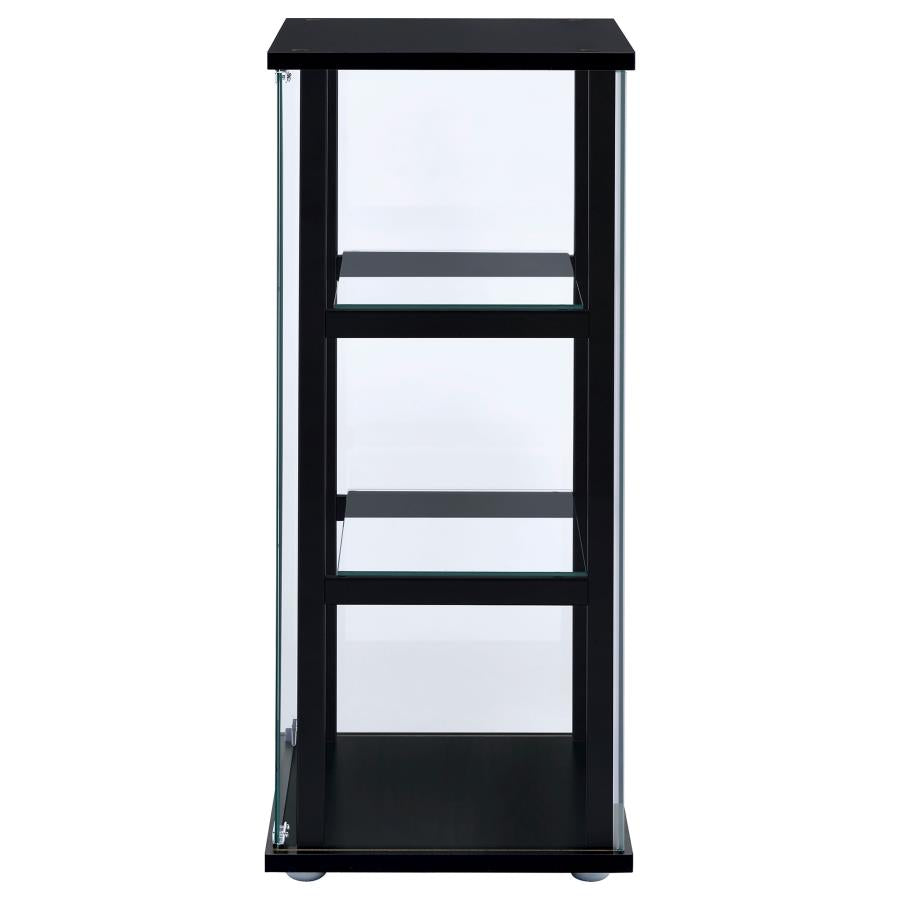 Cyclamen 3-tier Clear Glass Curio Display Cabinet Black