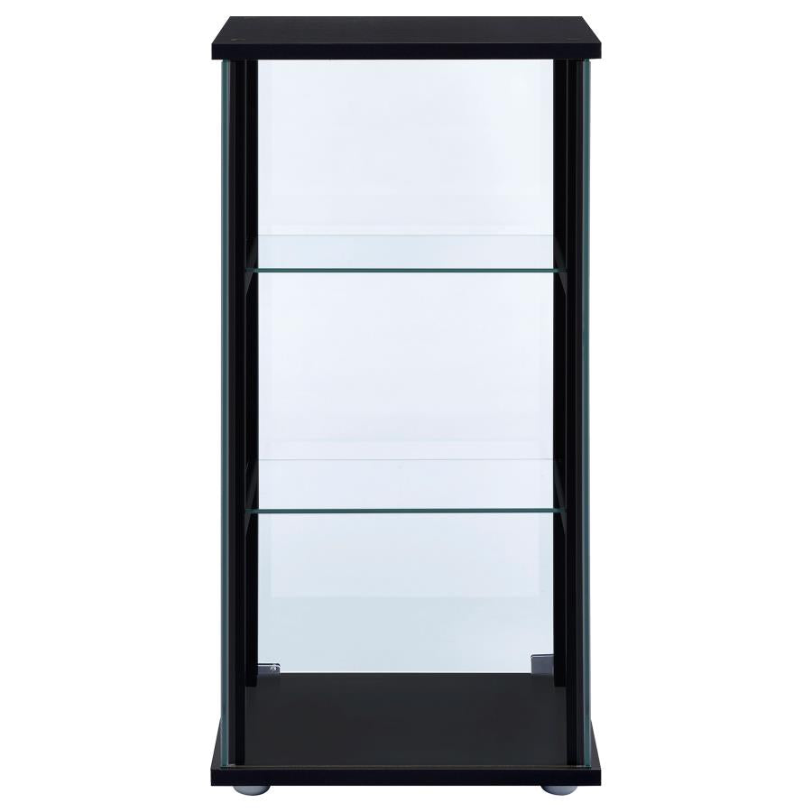 Cyclamen 3-tier Clear Glass Curio Display Cabinet Black