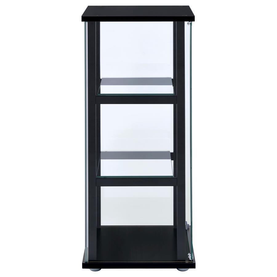 Cyclamen 3-tier Clear Glass Curio Display Cabinet Black
