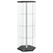 Zahavah 3-shelf Hexagonal Clear Glass Curio Cabinet Black
