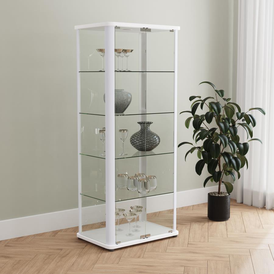 Aero LED 4-Shelf Glass Curio Display Cabinet White