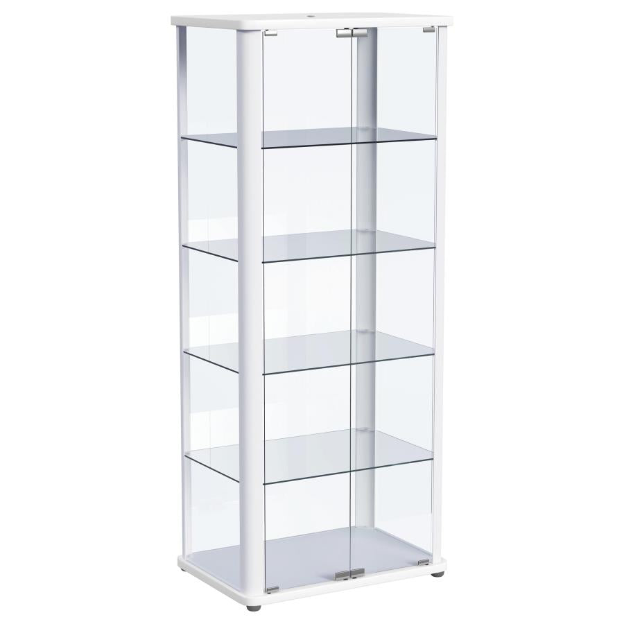 Aero LED 4-Shelf Glass Curio Display Cabinet White