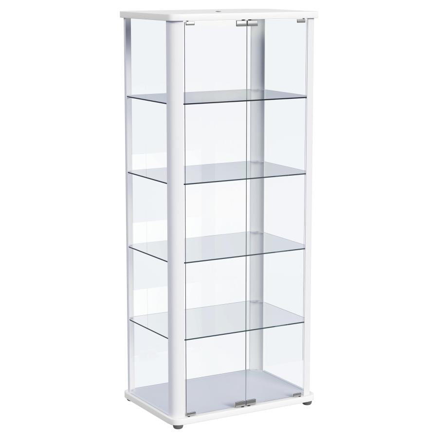 Aero LED 4-Shelf Glass Curio Display Cabinet White