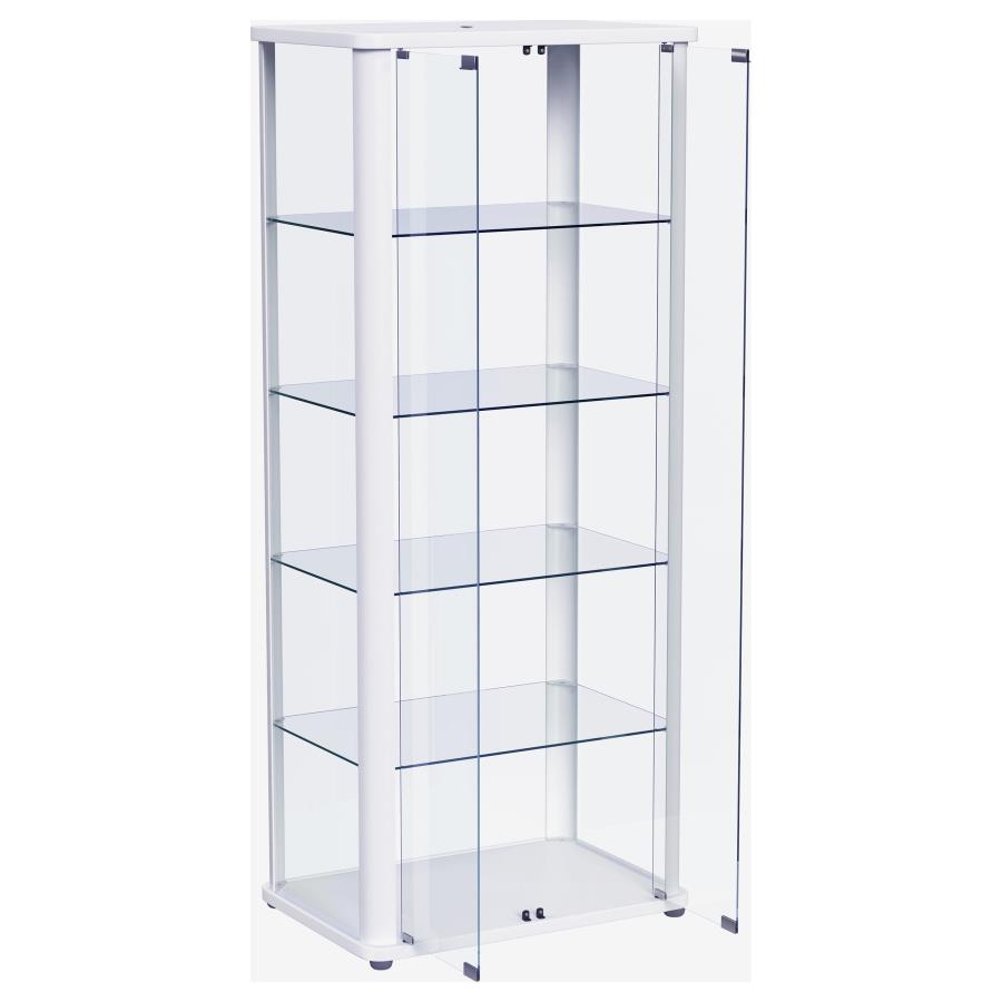 Aero LED 4-Shelf Glass Curio Display Cabinet White