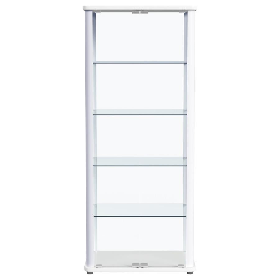 Aero LED 4-Shelf Glass Curio Display Cabinet White