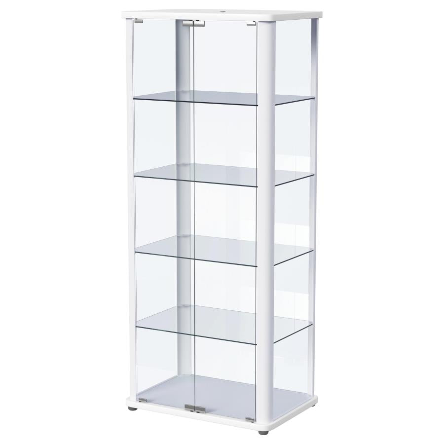 Aero LED 4-Shelf Glass Curio Display Cabinet White