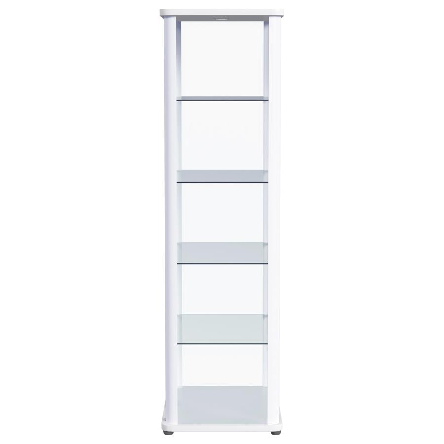 Aero LED 4-Shelf Glass Curio Display Cabinet White