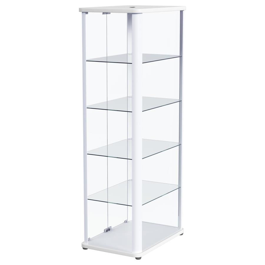 Aero LED 4-Shelf Glass Curio Display Cabinet White