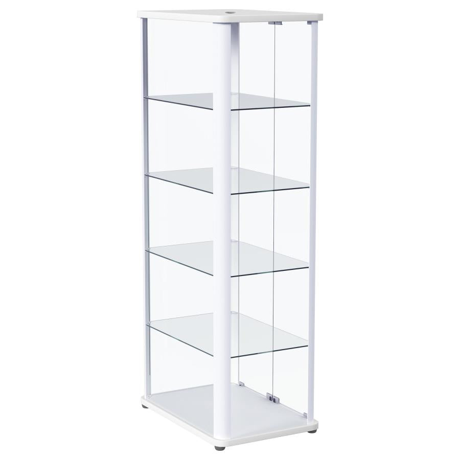 Aero LED 4-Shelf Glass Curio Display Cabinet White