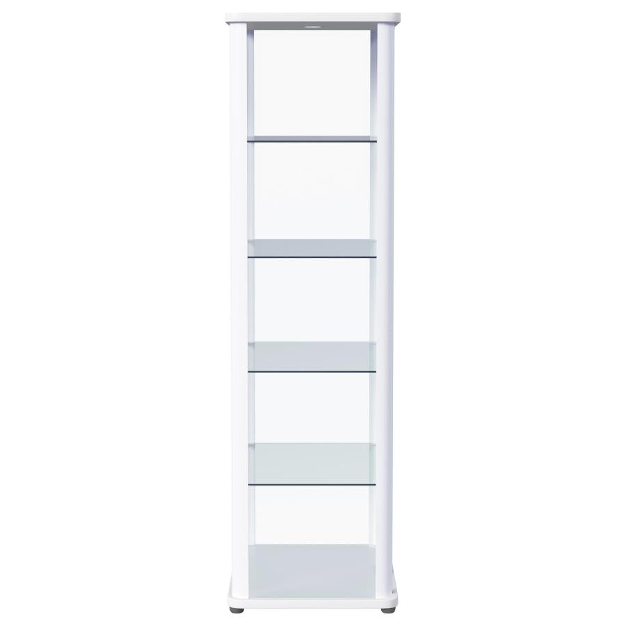 Aero LED 4-Shelf Glass Curio Display Cabinet White