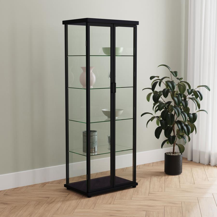 Carrillo 4-shelf Display Curio Cabinet with LED Lighting Black