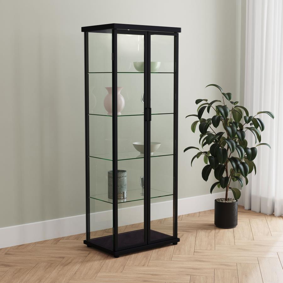Carrillo 4-shelf Display Curio Cabinet with LED Lighting Black