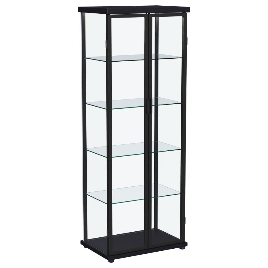 Carrillo 4-shelf Display Curio Cabinet with LED Lighting Black