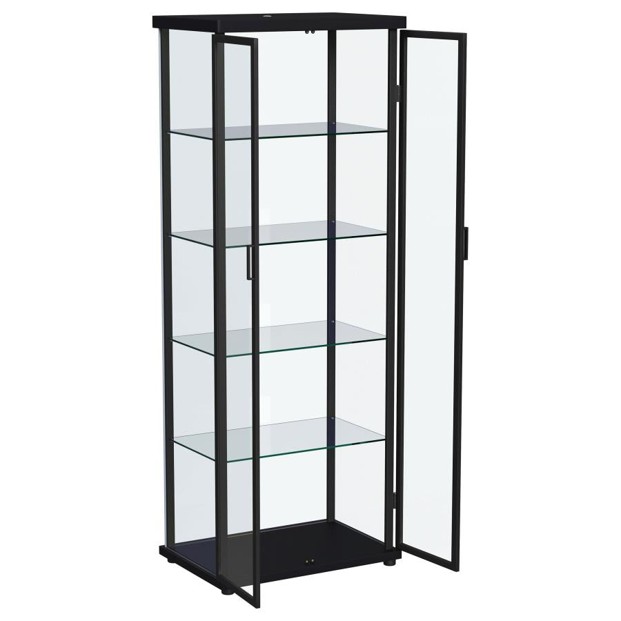 Carrillo 4-shelf Display Curio Cabinet with LED Lighting Black
