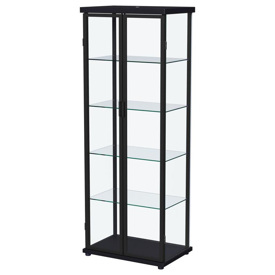 Carrillo LED 4-Shelf Glass Curio Display Cabinet Black