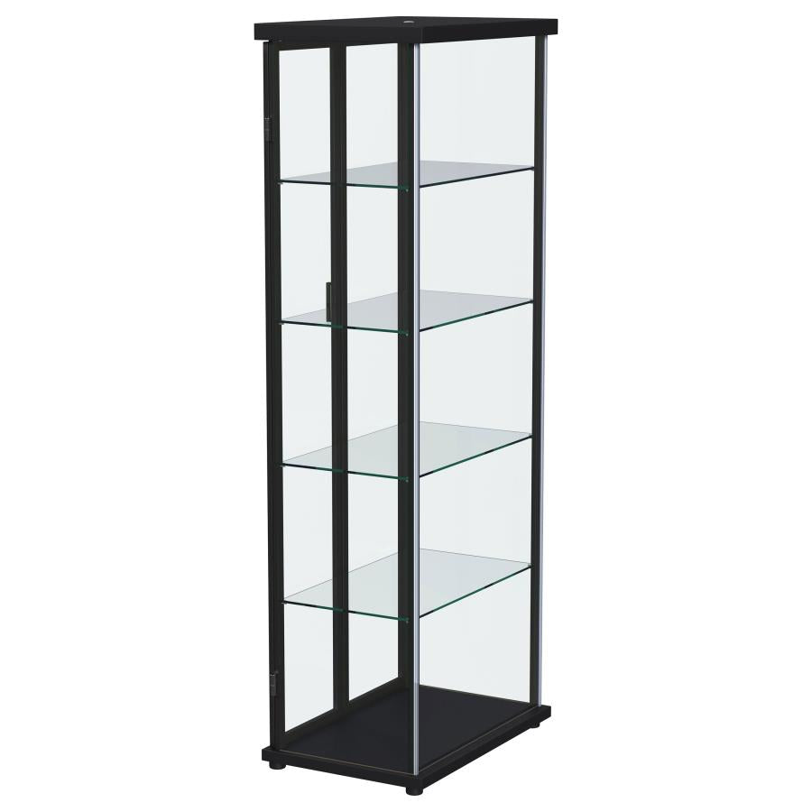 Carrillo 4-shelf Display Curio Cabinet with LED Lighting Black