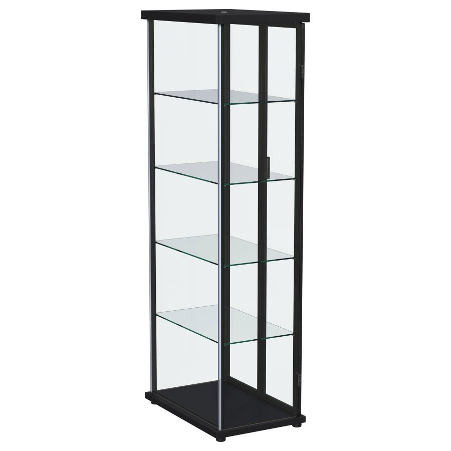 Carrillo LED 4-Shelf Glass Curio Display Cabinet Black