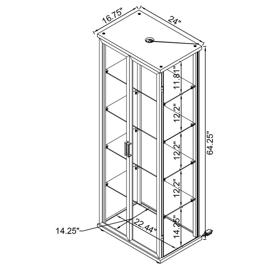Carrillo 4-shelf Display Curio Cabinet with LED Lighting Black