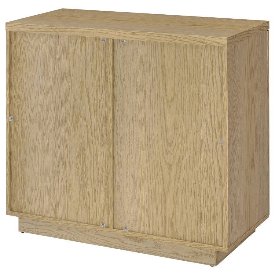 Tilbury 2-door Glass Front Accent Display Cabinet Light Oak