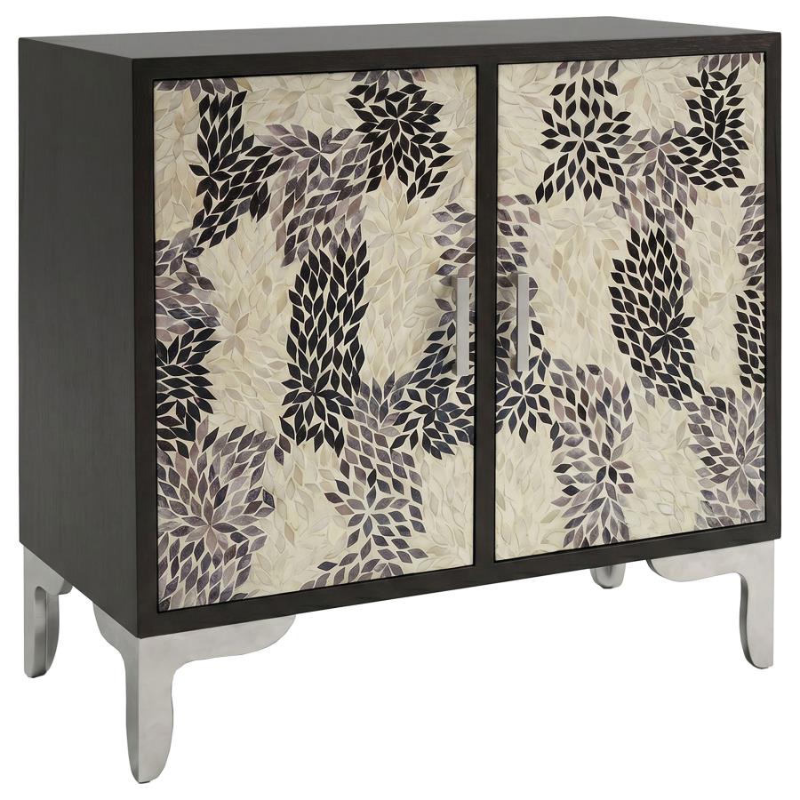 Forbes 2-door Bone Inlay Mosaic Accent Storage Cabinet Black