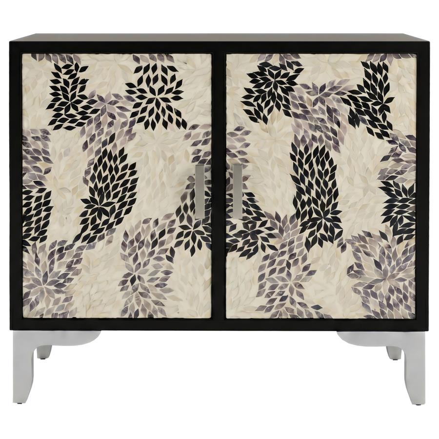 Forbes 2-door Bone Inlay Mosaic Accent Storage Cabinet Black
