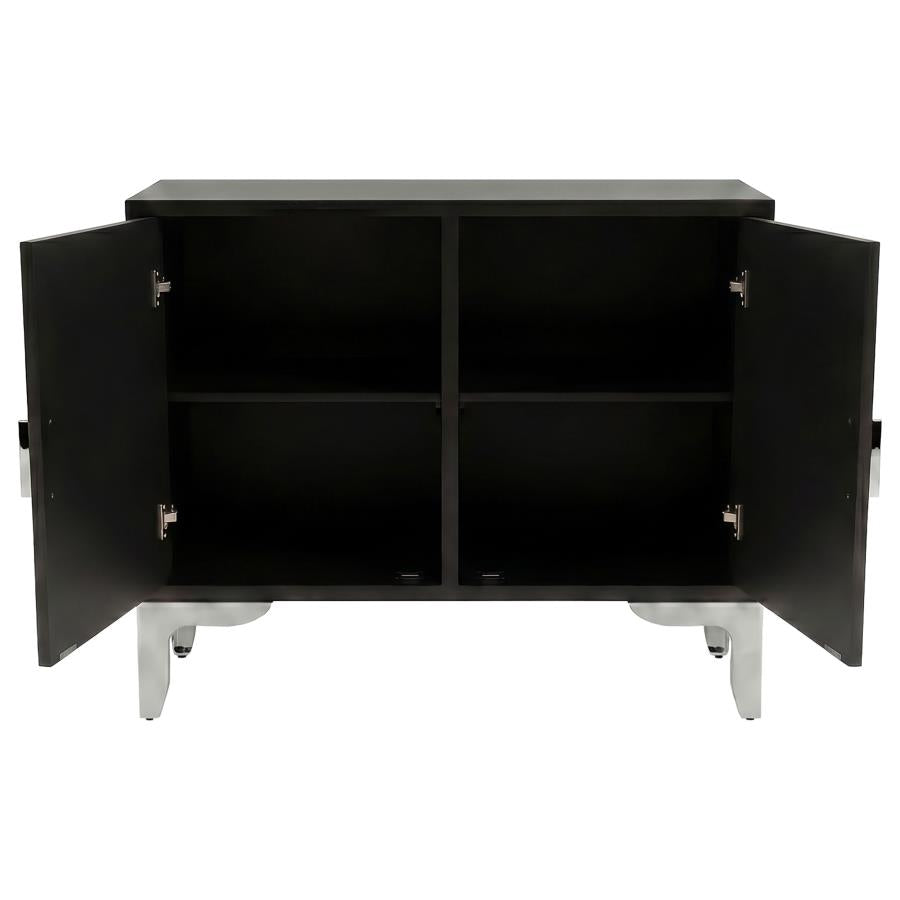 Forbes 2-door Bone Inlay Mosaic Accent Storage Cabinet Black