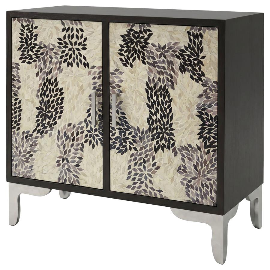 Forbes 2-door Bone Inlay Mosaic Accent Storage Cabinet Black