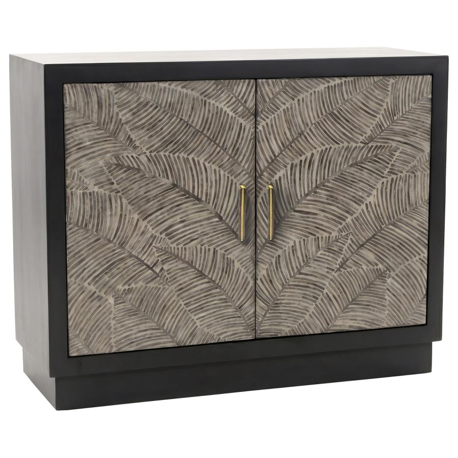 Kerrick 2-door Bone Inlay Accent Cabinet Beige and Black