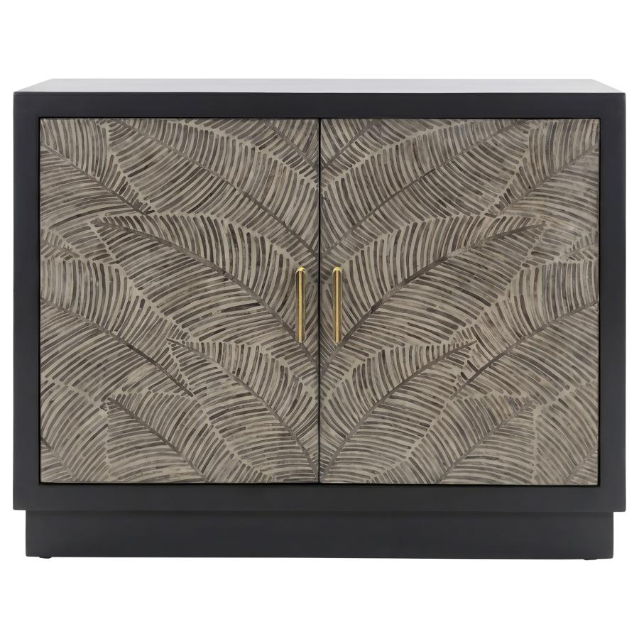 Kerrick 2-door Bone Inlay Accent Cabinet Beige and Black