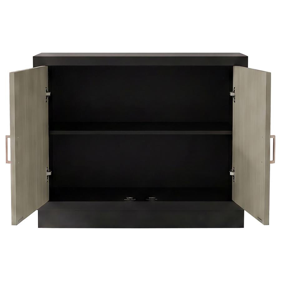 Kerrick 2-door Bone Inlay Accent Cabinet Beige and Black