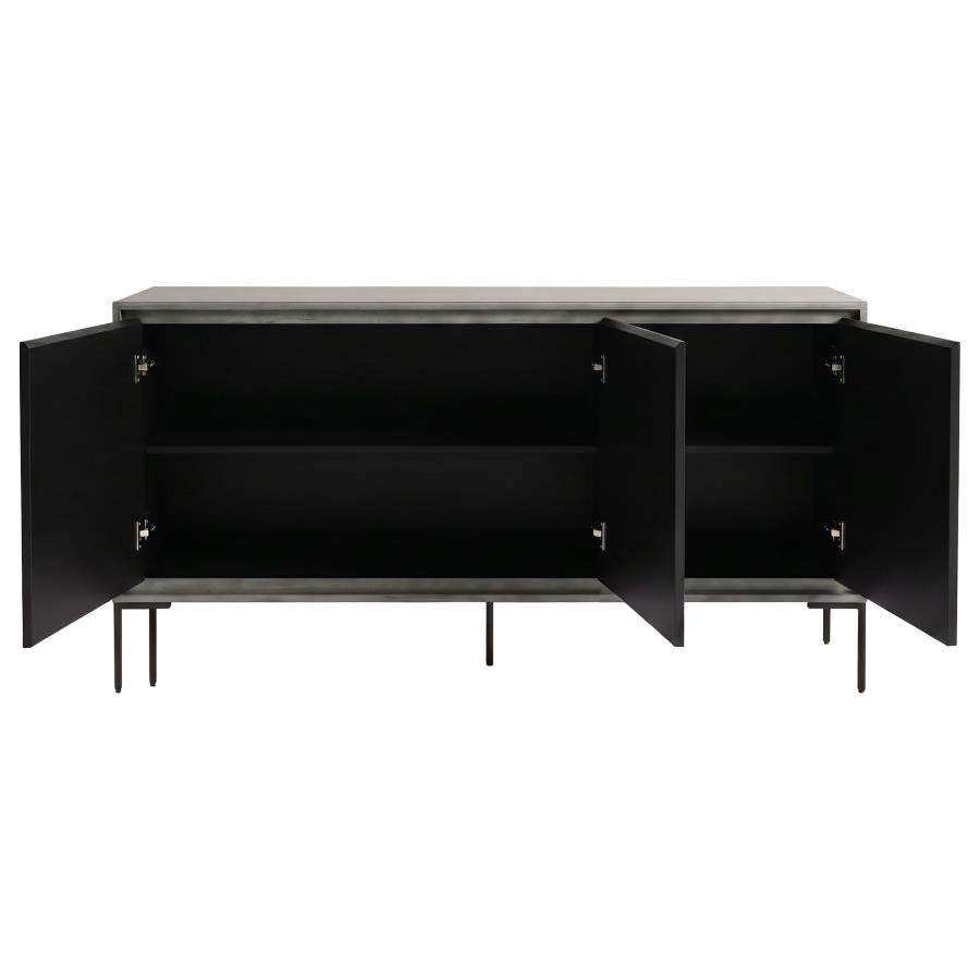 Krause 3-door Bone Inlay Accent Cabinet Grey and Black