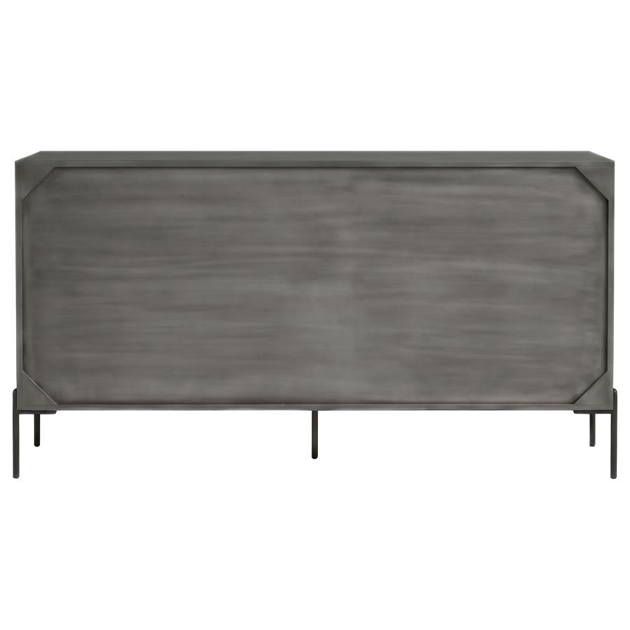 Krause 3-door Bone Inlay Accent Cabinet Grey and Black
