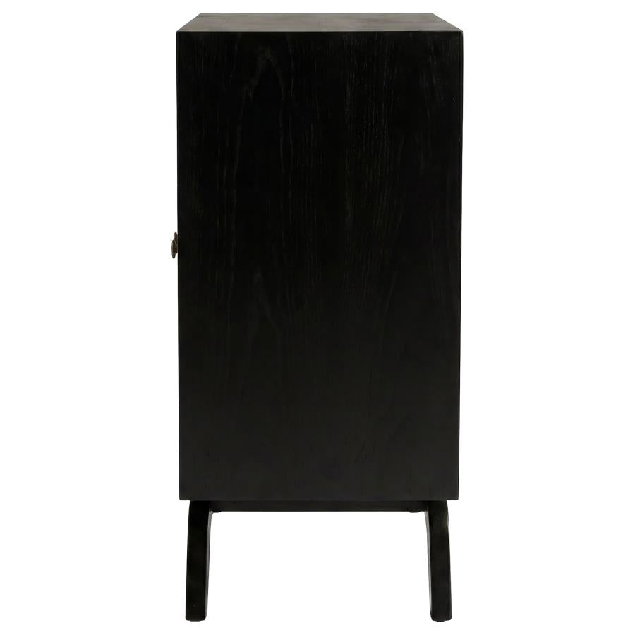 Marlon 2-door Floral Bone Inlay Accent Cabinet Black