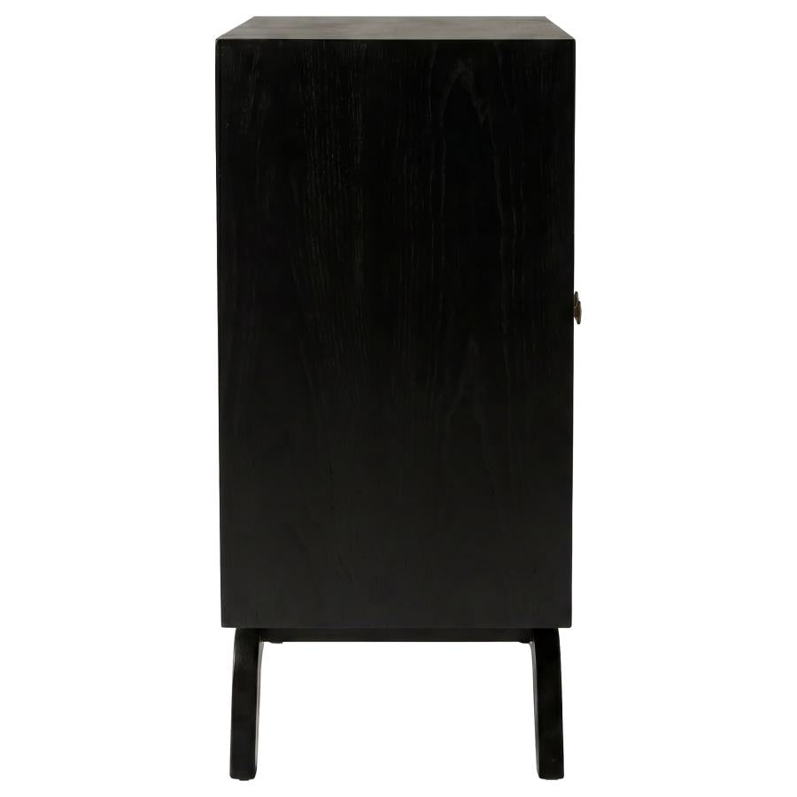 Marlon 2-door Floral Bone Inlay Accent Cabinet Black