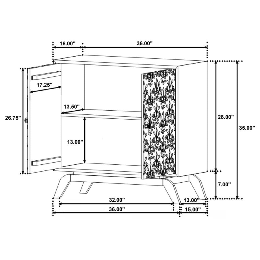Marlon 2-door Floral Bone Inlay Accent Cabinet Black