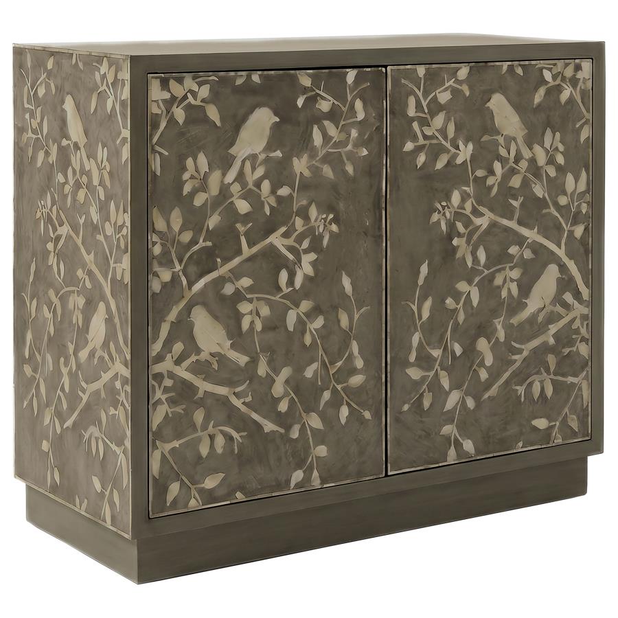 Parkes 2-door Bone Inlay Accent Cabinet Distressed Grey