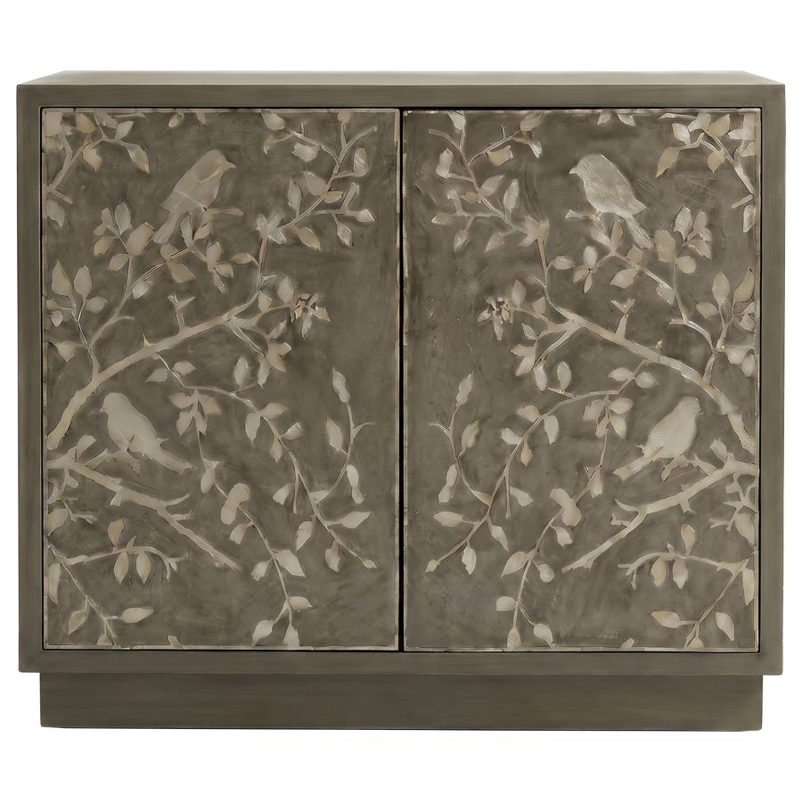 Parkes 2-door Bone Inlay Accent Cabinet Distressed Grey