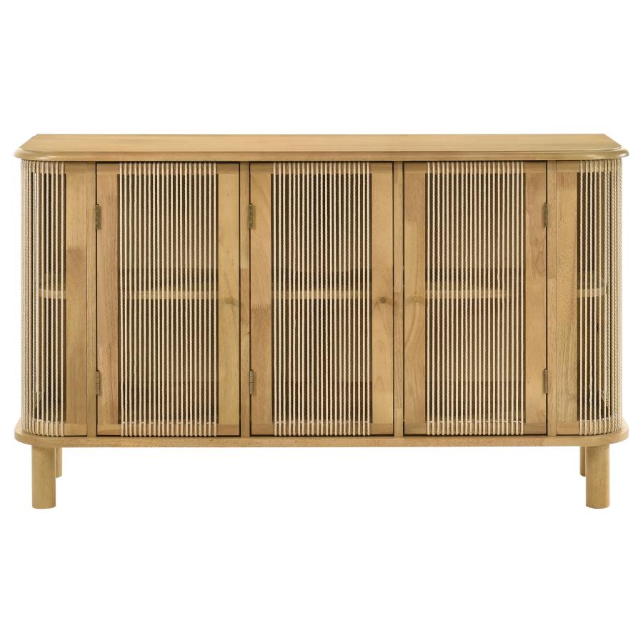 Ervine 3-Door Rope Panel Sideboard Accent Storage Cabinet Natural