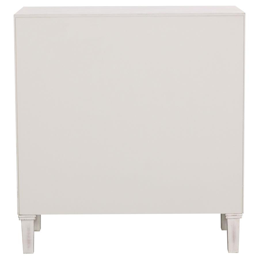 Clarkia Accent Cabinet with Floral Carved Door White