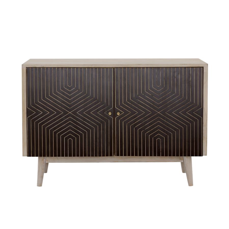 Ixora 2-door Wood Accent Cabinet White Washed and Black