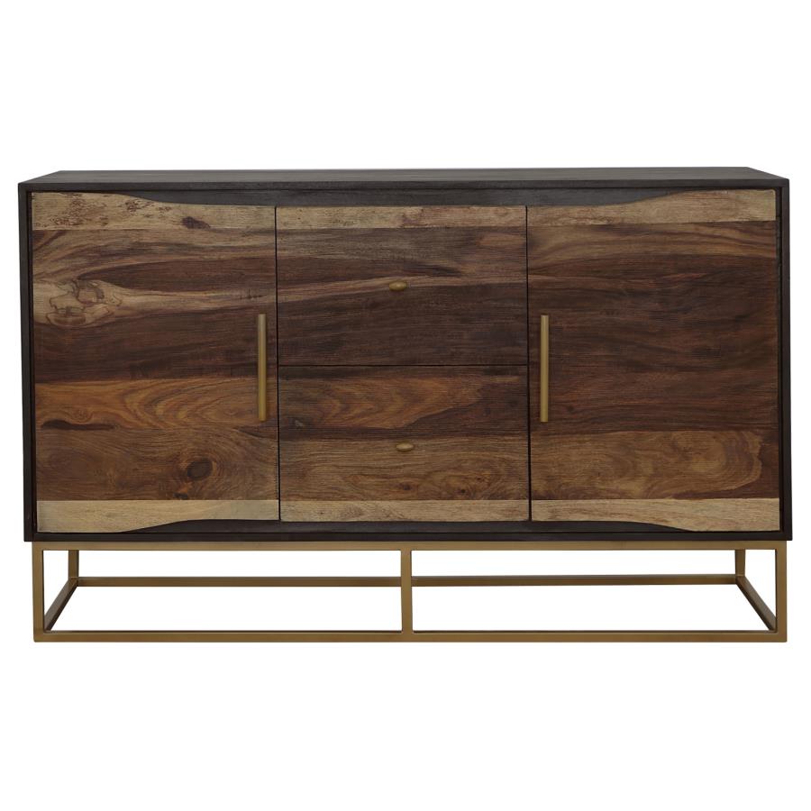 Zara 2-door 57-inch Wood Accent Storage Cabinet Black Walnut