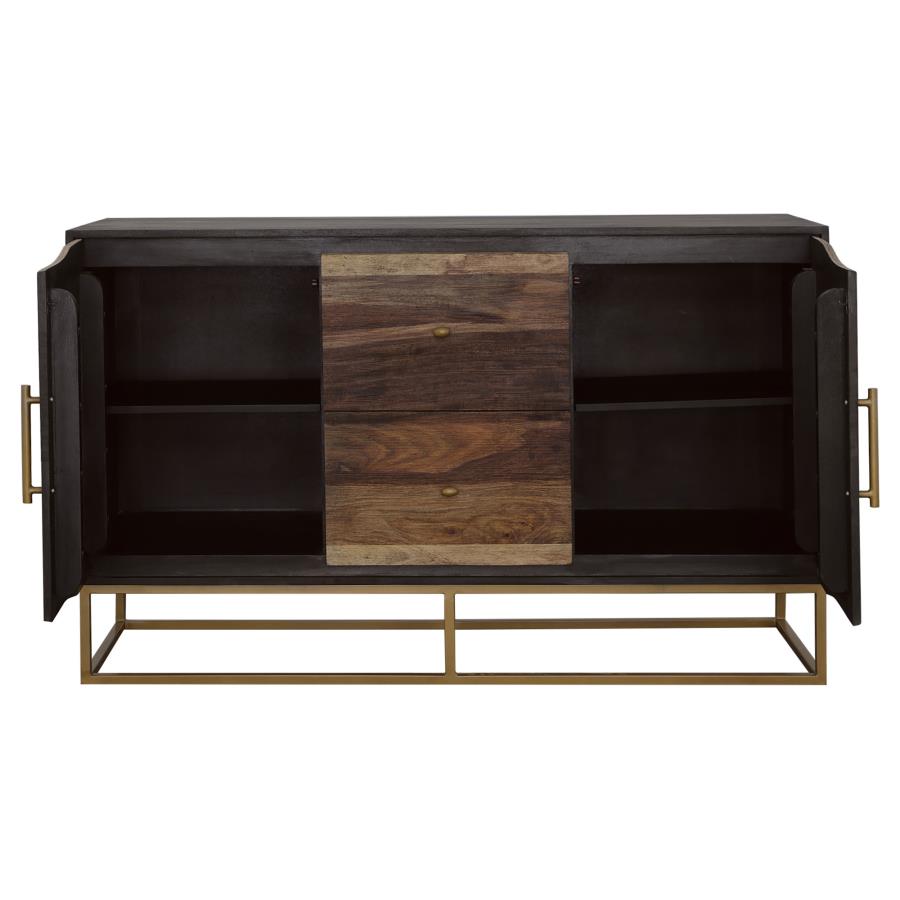 Zara 2-door 57-inch Wood Accent Storage Cabinet Black Walnut
