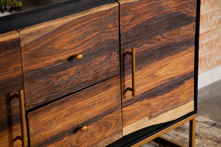 Zara 2-door 57-inch Wood Accent Storage Cabinet Black Walnut