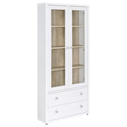Hawthorne 3-shelf Glass Door Tall Cabinet with Drawers White