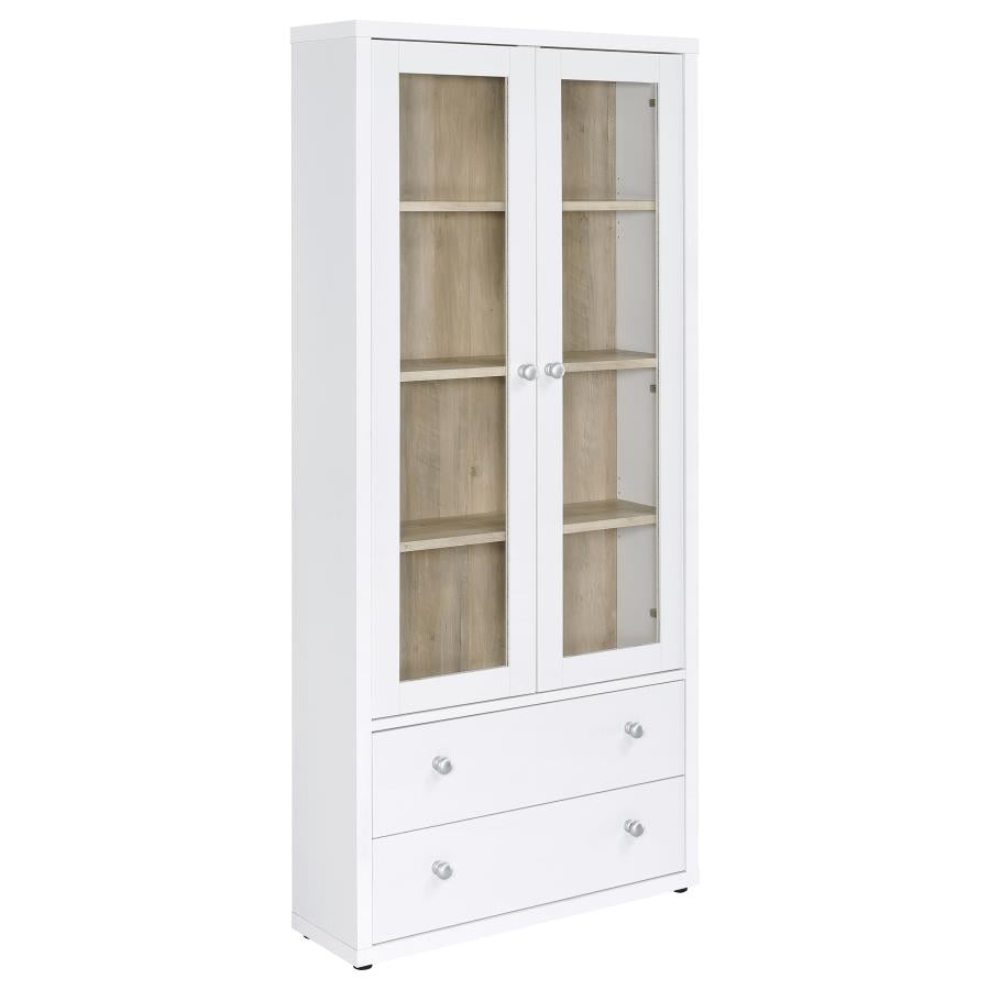 Hawthorne 3-shelf Glass Door Tall Cabinet with Drawers White