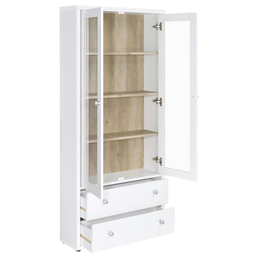 Hawthorne 3-shelf Glass Door Tall Cabinet with Drawers White